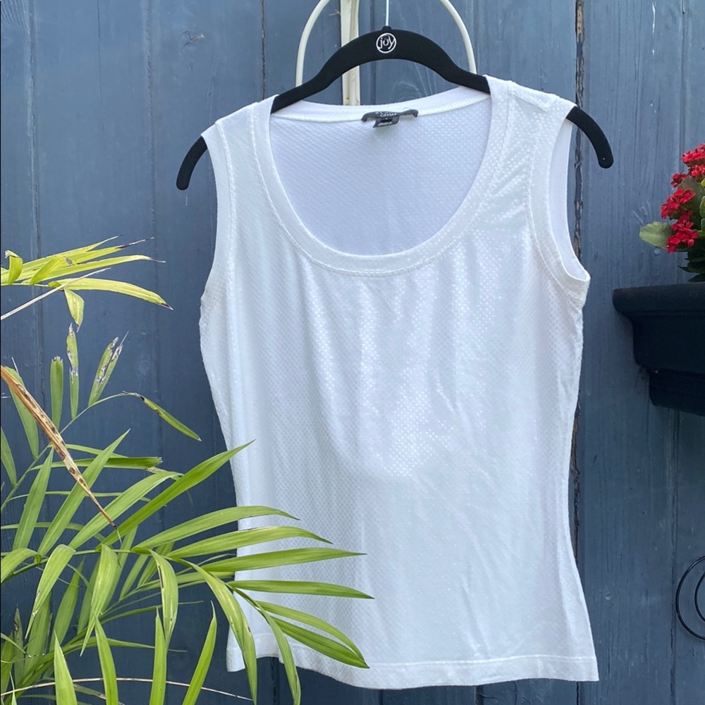 St. John Caviar (size S) White Tank Top with sparkle